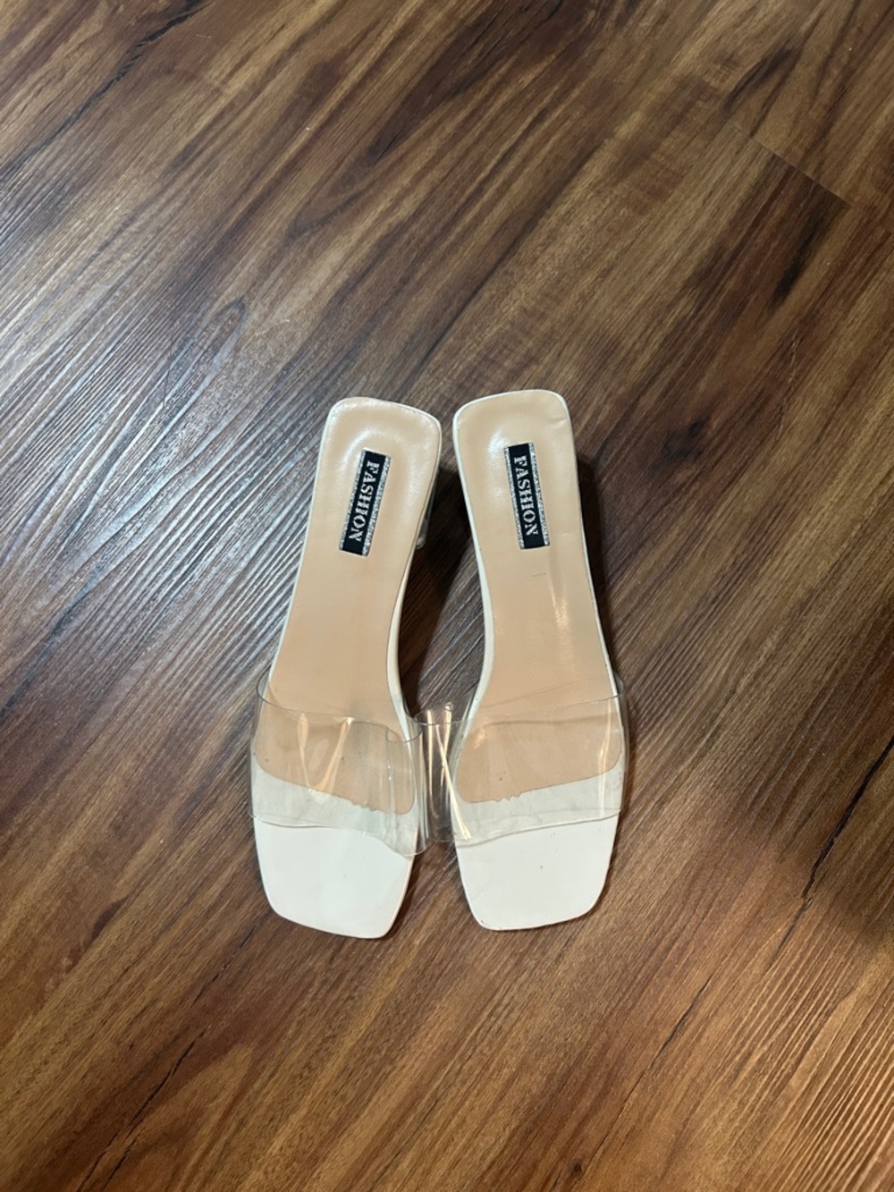 Fashion Clear Strap White Slide Sandals